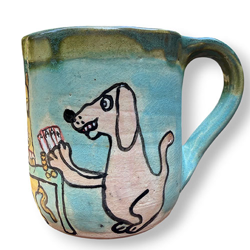 Carolyn Simmons 4" Pooch Playing Poker Mug DP5897